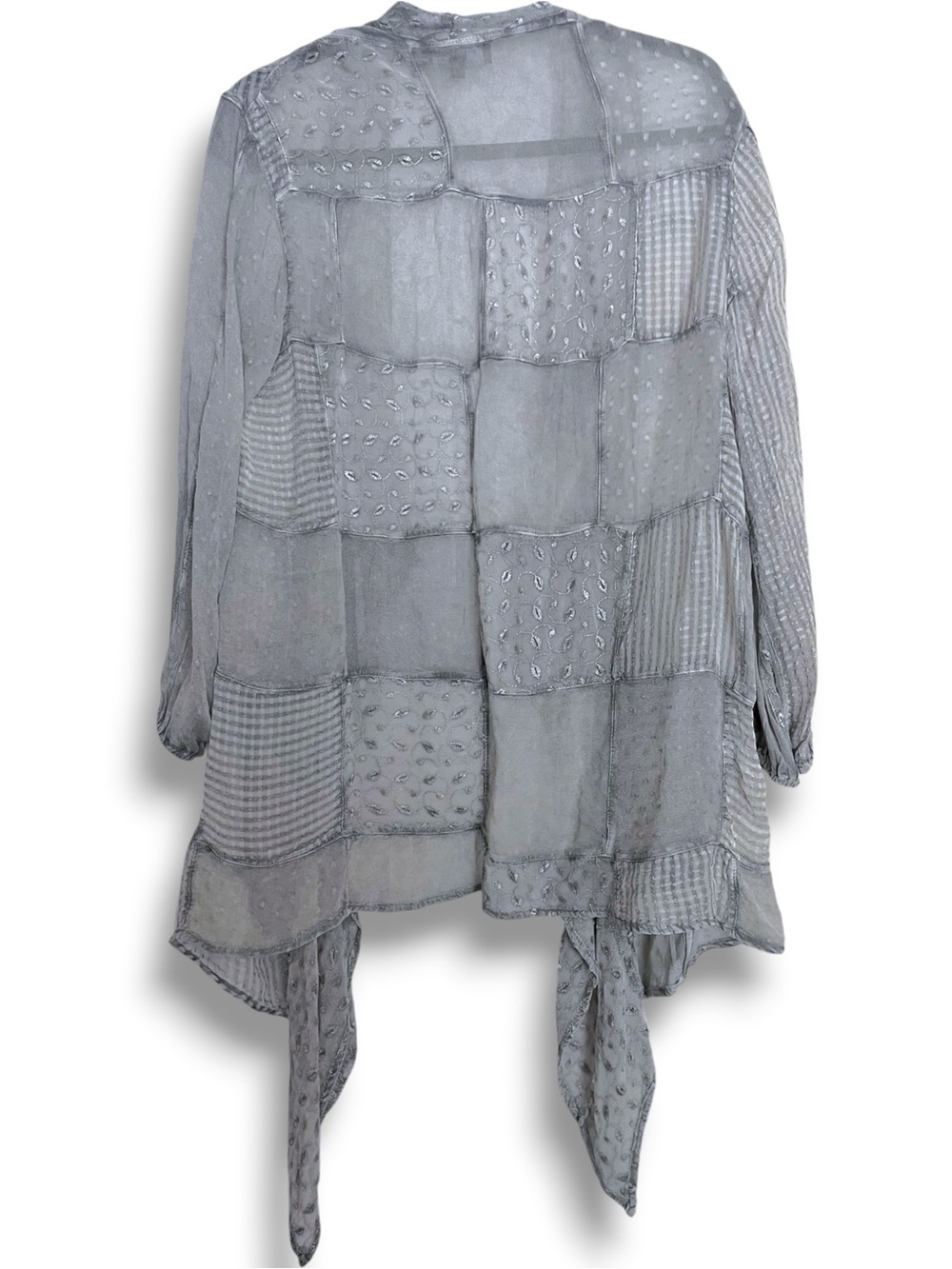 Young Threads Patchwork Boho Waterfall Open Front Long Sleeve Cardigan Medium - Picture 3 of 6